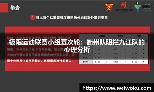 极限运动联赛小组赛次轮：衢州队阻拦九江队的心理分析
